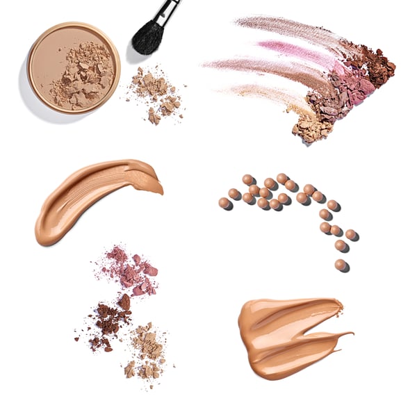 collection of various make up powder samples on white background. each one is shot separately-1