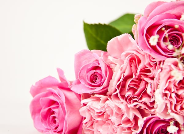 Beautiful bouquet with pink roses - isolated over white-1